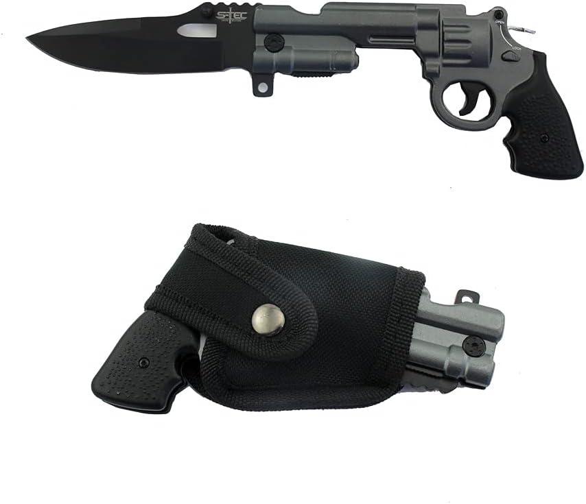 Revolver Folding Knife 44 Mag Assist Open Pocket Knife Tool (Gunmetal)
