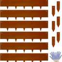 Corten Steel Landscape-40 LX 8" H Metal Garden Edging 20FT Total Rusted Lawn Edging 6 Pcs-No-Dig Hammer Heavy Duty Steel Edging-Bendable Border Strips for Lawn Yard Courtyard Pathway-6 Clips