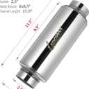 Upower 2.5" Inlet&Outlet Exhaust Resonator,4" x8.5" Body 11.5" Overall Length Center Straight Through Stainless Steel Muffler,Polished