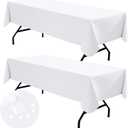 homing 2 Pack Rectangle Vinyl Tablecloth, Waterproof Spillproof Plastic Flannel Backed Table Cloth, Wipe Clean Table Cover for Dining, Buffet Parties and Camping (White, 52" x 70")