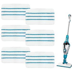 6 Packs Replacement Mop Pads Compatible with Black & Decker Steam Mop SM1600 SM1610 SMP20 Series HSMC1361SGP BDH1855SM, Microfiber Reusable Washable Mop Pads for Floor Cleaning