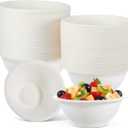 200 Pack 6 oz Small Disposable Bowls, Heavy-Duty White Small Disposable Paper Bowls Bulk Compostable Bagasse Soup Bowl for Salad Dessert Ice Cream Banquet Party Supplies