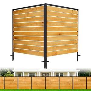 2 Panels No Dig Wood Privacy Screen, 42" H x 40" W Outdoor Air Conditioner Fence for AC Units, Trash Can Enclosure, Pool Equipment Enclosure, Decorative Privacy Fence for Garden Patio Backyard