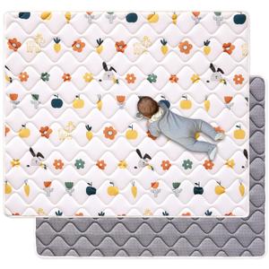 Odorless Premium Foam Baby Play Mat 50" x 50", Soft Microfiber Fabric Crawling Mat for Floor- Comfortable and Hypoallergenic, Non-Slip Cushioned Floor Playpen mat for Infants,Babies,Toddlers