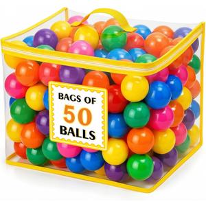 Ball Pit Balls for Toddlers: 50 Colorful Non-Toxic Balls with BPA-Free, Phthalate-Free, Crush-Resistant Polyethylene Plastic, 2.2 Inches, Perfect Toy for Boys and Girls Play (Rainbow)
