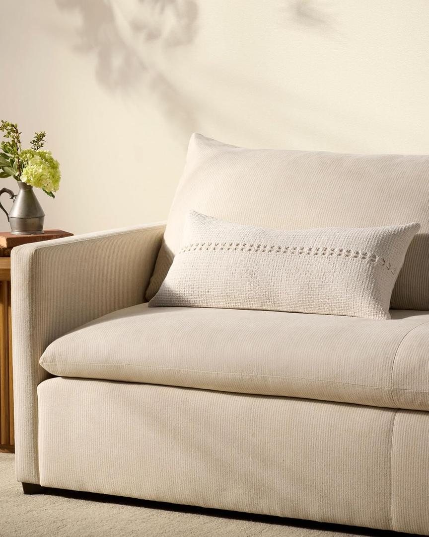 Loloi Chris Loves Julia Harvey Collection PCJ0018 White 12'' x 27'' Cover w/Down Pillow