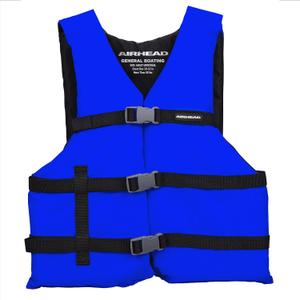 Airhead General Purpose Life Jacket for Adults & Kids - US Coast Guard Approved Life Vest for Men, Women, Youth, Child & Infant, Boating Safety PFD for Fishing & Swimming, Adult Standard, Blue