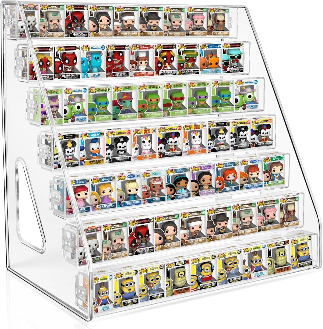 Clear Display Shelf for Funko Bitty Pop! Mini Collectible Toys Display Shelf Compactable with Doorables-7 Layers