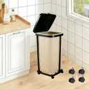 Collapsible13 Gallon Trash Bag Holder Height Adjustable (3 levels) Portable Trash Bag Holder with Lid, Stand with 4-Wheels Plastic Outdoor Trash Can Suitable Kitchen Garbage Can for Outside Indoor