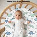 Unnivoll Baby Bassinet Sheets Girl Boy, Fitted Bassinet Sheet Set 3 Pack Bassinet Mattress Sheets Universal Fit for Rectangle, Round, Oval, Hourglass Mattress, Soft Breathable Green & Blue Dinosaur