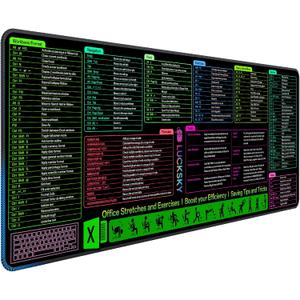 Large Excel Cheat Sheet Desk Pad, Cheat Table Gaming Mousepad, Over 150 Excel Shortcuts, Non-Slip Sewn Edge, Suitable for Office Use, Employee Appreciation Gift