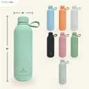 Ecco Joy Reusable Stainless Steel water bottles - insulated Water Bottle - Thermos soft touch with neck tags - travel water bottle - Long Lasting Hot or Cold Drinks  Teal