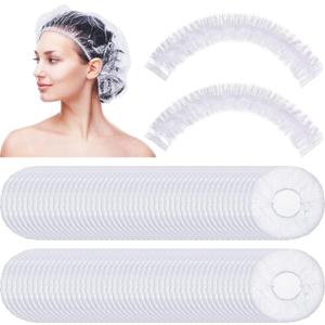 Retisee 2000 Pcs Disposable Shower Caps Bulk 18.2 Plastic Clear Hair Caps Elastic Large Thick Waterproof Bath Covers for Women Hair Care Cleaning Supplies Spa Hotel Salon Home Travel Accessories