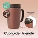 Owala SmoothSip Slider Stainless Steel Insulated Travel Mug with Handle, 100% Leak Proof, For Hot and Cold Drinks, Travel Friendly with Sliding Lock Lid, 12oz, BPA Free, Leak Proof, Cozy Cocoa
