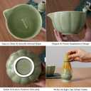 Matcha Whisk Set, 7 Pcs Japanese Matcha Kit Includes Matcha Bowl with Spout, Bamboo Whisk, Chasen Holder, Stainless Sifter, Scoop and Rest, Tea Towel, Matcha Tea Set Gift for Family/Friend (Mottled Green)
