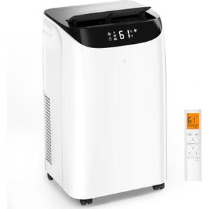 14000 BTU Portable Air Conditioners, Cools Up to 700 Sq.Ft, Free standing AC Unit, Cooling, Dehumidifier, Fan, Sleep Mode, Remote Control & Installation Kit, White