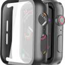 Misxi 2 Pack Hard PC Case with Tempered Glass Screen Protector Compatible with Apple Watch SE 3 (2025) SE 2 SE Series 6 Series 5 Series 4 40mm, Black