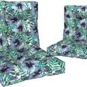 Outdoor Seat Chair Cushions, Tufted Back Patio Furniture Cushions Set of 2, Water Repellent Wicker Replacement for Home Garden Chairs, 42x21x4 Inch, Blue Salmone Tropical