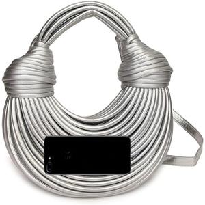 Hand-Woven Bread Women's Clutch Top Handle Satchel Shoulder Crossbody Creative Noodles Purses Underarm Bag Handbag