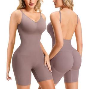 AGILONG Backless Shapewear Bodysuits For Women Tummy Control Seamless Faja Body Shaper Slimming Full Body Suits, Size Medium