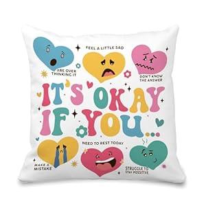 GCFET Mental Health Pillow Covers 18x18 - Hippie Motivational Throw Pillow Covers, Retro Therapy Office Calming Office Decor, Classroom Pillowcases GCFET Mental Health Pillow Covers 18x18 - Hippie Motivational Throw Pillow Covers, Retro Therapy Office Calming Office Decor, Classroom Pillowcases