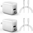 wegear USB C Fast Charging Charger, 30W Dual-Port GaN Nano Charger with Foldable Plug for iPhone 17/16/15 Series, iPad, Galaxy S24 Ultra and More Series, (White, 2 Pack & 2 Cable)