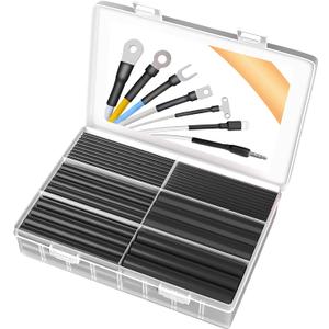Wire Heat Shrink Tubing Kit-140Pcs 3:1 Heat Shrink Tube Wire Shrink Wrap Electrical Waterproof Automotive Marine Heat Shrink Wrap Tubing Assortment with Adhesive Lined for Wires, Black