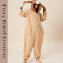 Unisex Adult Onesie Cartoon Goat Pajamas Animal Cosplay One Piece Comfy Sleepwear Homewear Halloween Costume (Brown, S)