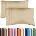 Queen Pillow Cases Set of 2 - Ultra Soft Hotel Quality Pillowcase Covers - Comfy, Cozy & Wrinkle Free - Shrinkage, Stain and Fade Resistant - Machine Washable Pillow Protectors - 2 Piece Set - Beige