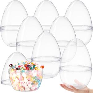 JOYIN 10" Transparent Jumbo Easter Eggs, 2 PCS Clear Fillable Plastic Giant Eggs Empty for Easter Egg Hunt, Candy Treats, Basket Stuffers, Party Supplies, Holiday Decoration