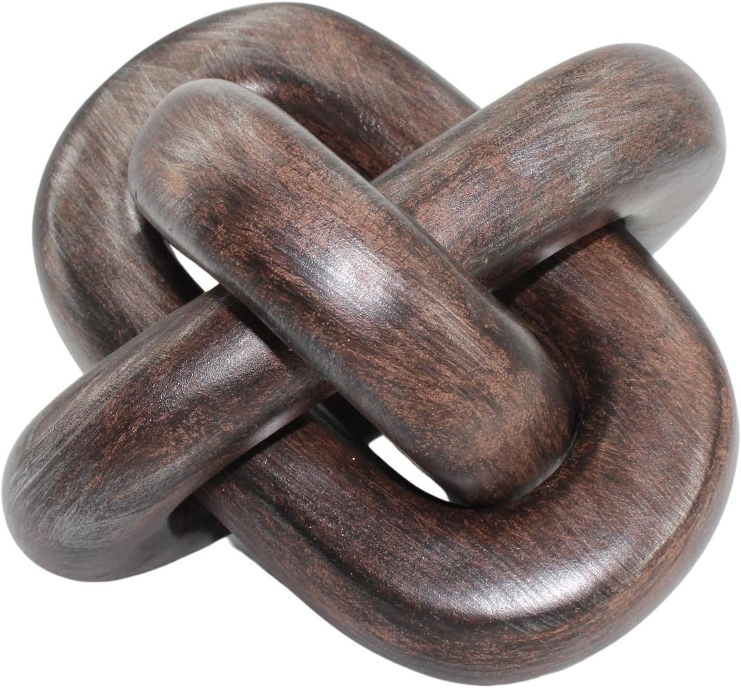 Decorative Knots Chain Home Decor, Hand Craft Resin 3 Link Knot in Iron Rust Color for Modern Home Table Top Decor, Coffee Table Decor, Shelf Decor, Farmhouse Boho Knot Decorative Chain