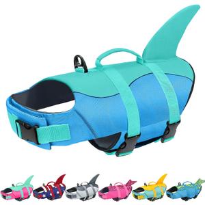 Malier Dog Life Jacket, Ripstop Dog Life Vest with High Buoyancy for Swimming Boating, High Visibility Shark Puppy Lifesaver for Large Dogs (Large)