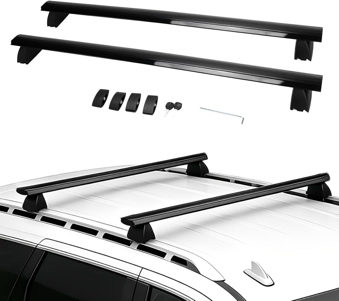 2 x 2 PCS Roof Rack Cross Bars Compatible with 2011-2021 Grand Cherokee (with Grooved Side Rails), 150LBS Capacity, Lockable Heavy Duty Aluminum Cross Bar for Canoe Kayak Bicycle Skis