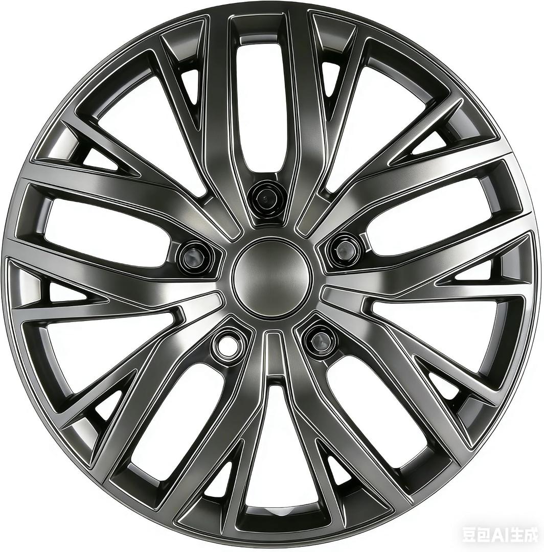 16-Inch ABS Hubcaps with Steel Rings & Adjusters, Patented Design, Universal Fit, Set of 4 Wheel Covers (Gunmetal Grey)