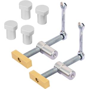 2 PCS 3/4 Inch Bench Dog Clamps, Woodworking Clamp with 4 Bench Dogs, CNC Precision Machined, Low Profile Design, Easy to Use, Stainless Steel & Brass