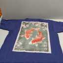Koi fish and Cherry Blossom tree Japanese Woodblock art BACK T-Shirt, Size L