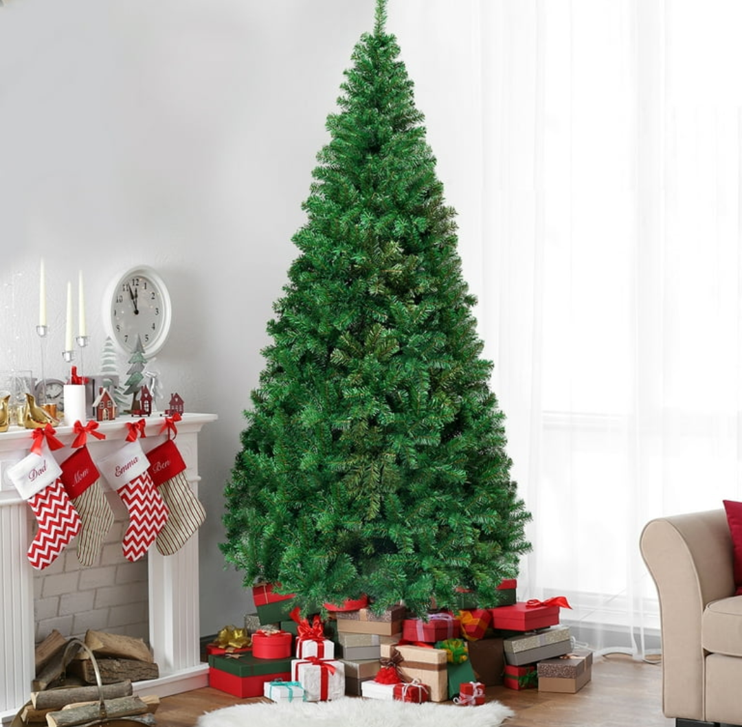 8Ft Artificial PVC Christmas Tree Stand Indoor Outdoor Green