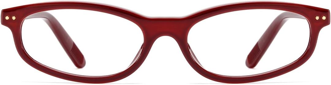 TIJN Madge Retro Cat Eye Blue Light Blocking Glasses for Women Men,TR90 Vintage Computer Glasses for Gaming Screen Daily Use (54-17-146 mm, 05. Dark Red)