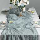 4 x Leetaltree Dazzle Table Runner (Slate Blue, 1 Pack) - Luxury Fringe Appliqu Raised Linear Sparkle - Iridescent Elegant Gift Set for Wedding, Christmas, Tree Skirt, Birthday, Holiday & Home Decor