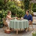 sancua Round Tablecloth - 60 Inch - Water Resistant Spill Proof Washable Polyester Table Cloth Decorative Fabric Table Cover for Dining Tables, Buffet Parties and Camping, Sage Green