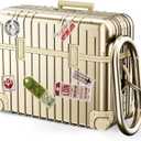 KOREDA Compatible with AirPods Pro 2nd/1st Generation Case Cover, Cute Funny Suitcase Design Case for Airpods Pro 2nd/1st Gen, Fashion Protective Hard Case for Women Men with Keychain (Champaign Gold)