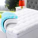 ABENE 3 Inch Memory Foam Mattress Topper, 2 Inch Memory Foam Plus 1 Inch Down Alternative Pillowtop Mattress Pad, with Bedside Pocket, Support for Back Pain - Queen (White (Upgraded))