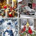 Skyboda 4 Pack Christmas Diamond Art Kits for Adults Beginners, 5D Full Drill DIY Diamond Dot Gem Art Kit Wall Home Decor Arts Craft 12x16 inch(Candles Truck Snowman Cardinal)