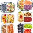 2 & 3 Compartment Glass Meal Prep Containers - Glass Food Storage Lunch Containers with Lids, Glass Bento Box, Portion Control, Freezer to Microwave Safe (Mixed Sizes(2,3 compartment) - 6 Pack,Grey Set)