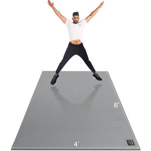 GXMMAT Large Exercise Mat 6'x4'/6'x5'/6'x6'(7mm), Thick Workout Mats for Home Gym Flooring, Extra Wide Non-Slip Durable Cardio Mat, Shoe Friendly, Perfect for Plyo, MMA, Jump Rope, Weights, Fitness (Grey Cool)