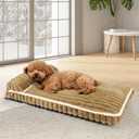 Comfort Dog Beds for Medium Size Dogs, Dog Bed with Removable Washable Cover, Deluxe Plush Dogs Bed for Crate with Pillow, Anti-Slip Pet Mat Mattress for Kennel with Durable Zipper(Brown, M)