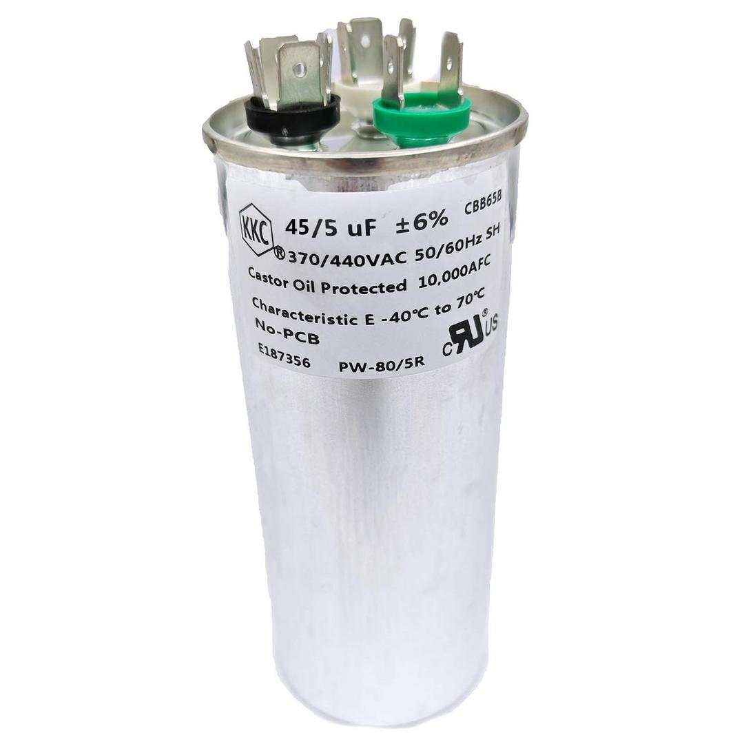 CBB65 45+5uF6% 45/5MFD370/440 VAC Dual Run Circular Start Capacitor for Condenser Straight Cool or Heat Pump Air Conditioner