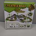 Dinosaur Toys,Create A Dinosaur World Road Race,Flexible Track Playset and 2 pcs Cool Dinosaur car for 3 4 5 6 Year & Up Old boy Girls Best Gift (Green)