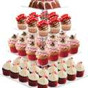 Cupcake Stand, 4 Tier Cupcake Stands for 52 Cupcakes, Square Acrylic Dessert Table Display, Clear Cupcake Tower Holder Display for Birthday, Wedding, Baby Shower, Party
