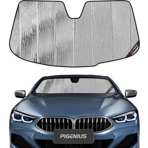 Pigenius Windshield Sun Shade for BMW 8 Series Coupe & Convertible (G14/G15) 2019-2026, Fits 840i M850i M8 Competition, Reversible, Brushed Silver